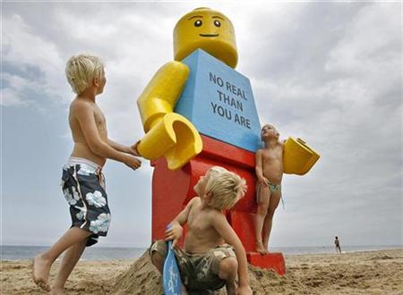 Lego man on beach